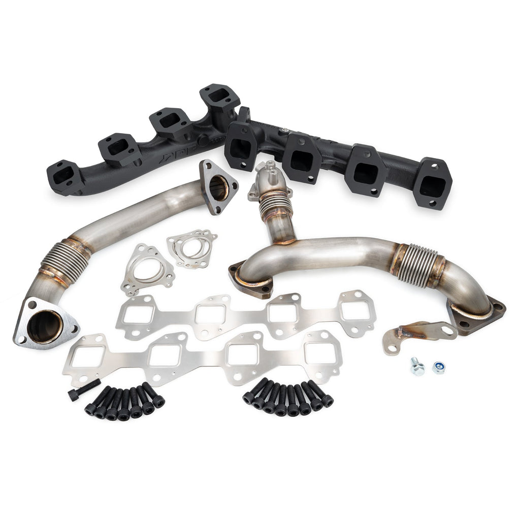 High Flow Exhaust Manifolds and Up-Pipes Kit - 2011-2016 GM 6.6L LML California Emissions - Black
