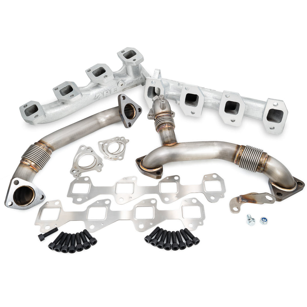 High Flow Exhaust Manifolds and Up-Pipes Kit - 2011-2016 GM 6.6L LML California Emissions - Silver