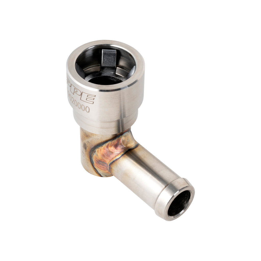 Heater Hose Connector 5/8" QC Small Tube 90 degrees to 5/8" Hose Barb - RAM 6.7L Cummins 2007.5-2025