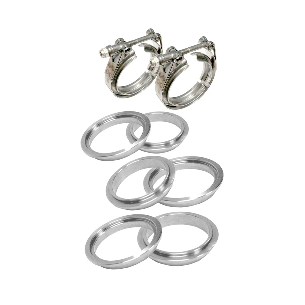 4" V-band - 8 piece set (2C 3M 3F) - Standard Clamp Aluminum Flanges