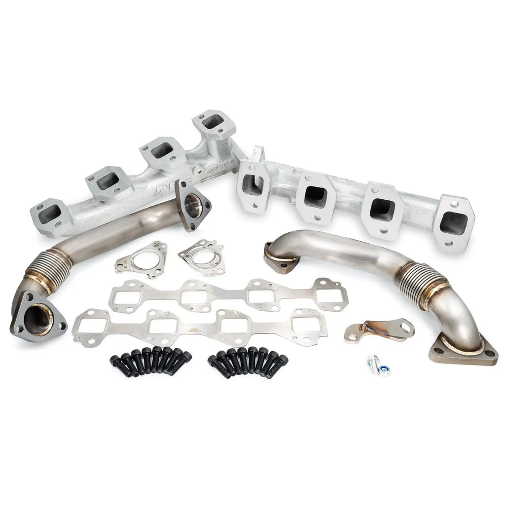 High-Flow Exhaust Manifolds and Up-Pipes 2001-2004 Federal/2001 California GM 6.6L Duramax - Silver