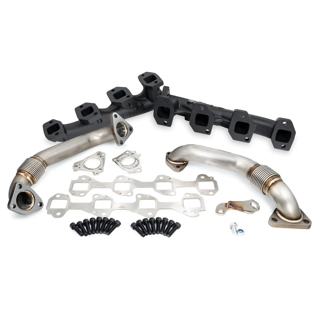 High-Flow Exhaust Manifolds and Up-Pipes 2001-2004 Federal/2001 California GM 6.6L Duramax - Black