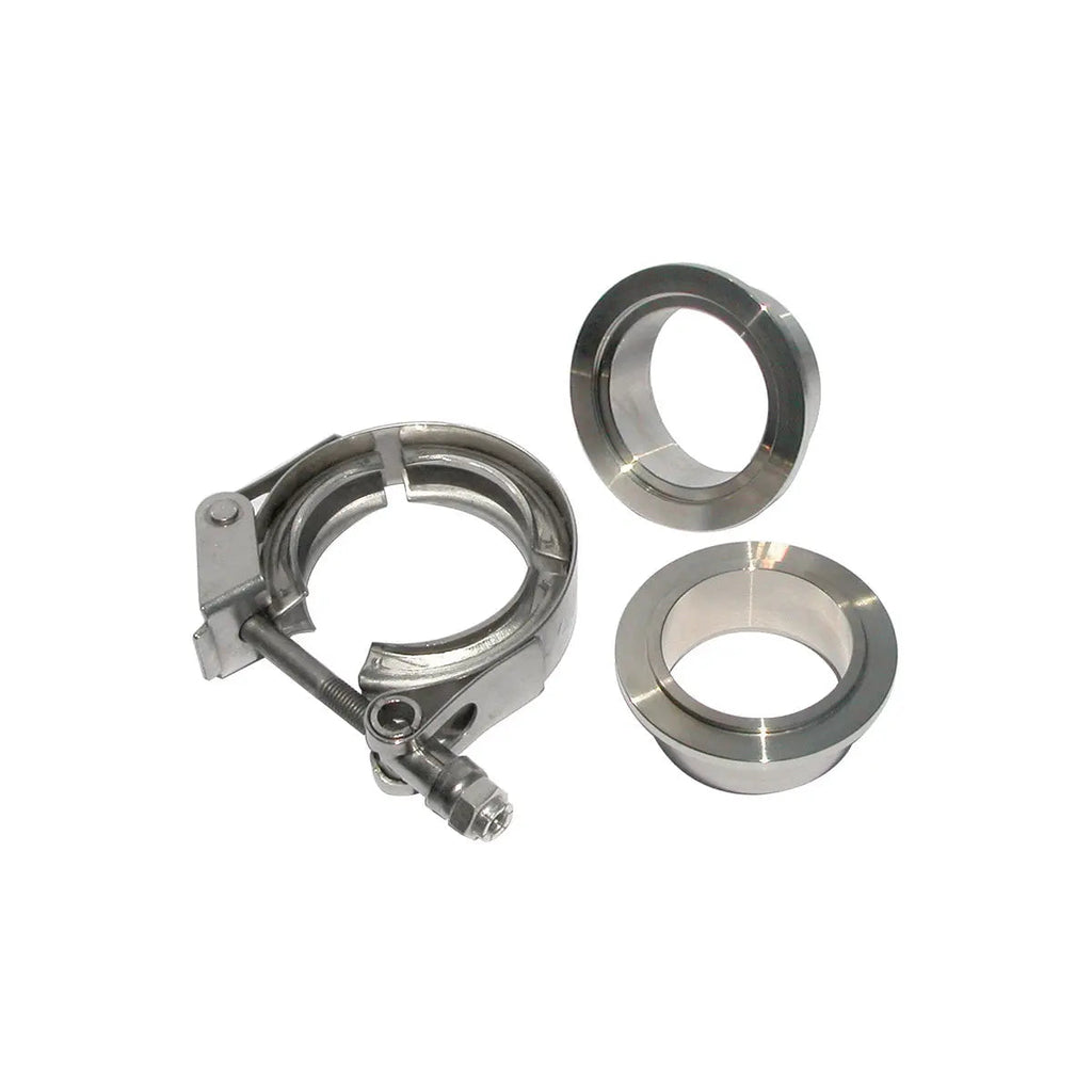 1.5" QR V-Band 304 Stainless Steel Clamp - Aluminum Flanges - 3 piece Set (1C 1M 1F)