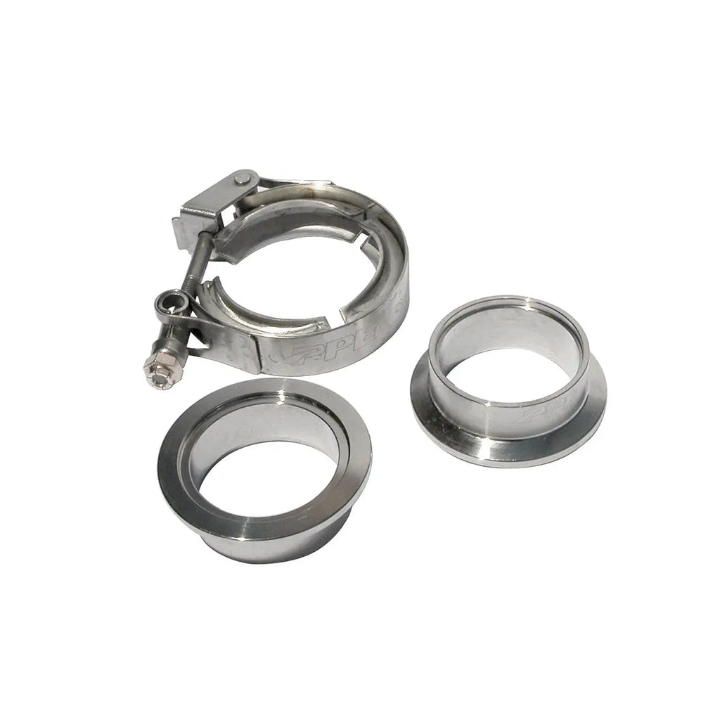 1.75" QR V-Band 304 Stainless Steel Clamp - Aluminum Flanges - 3 piece Set (1C 1M 1F)