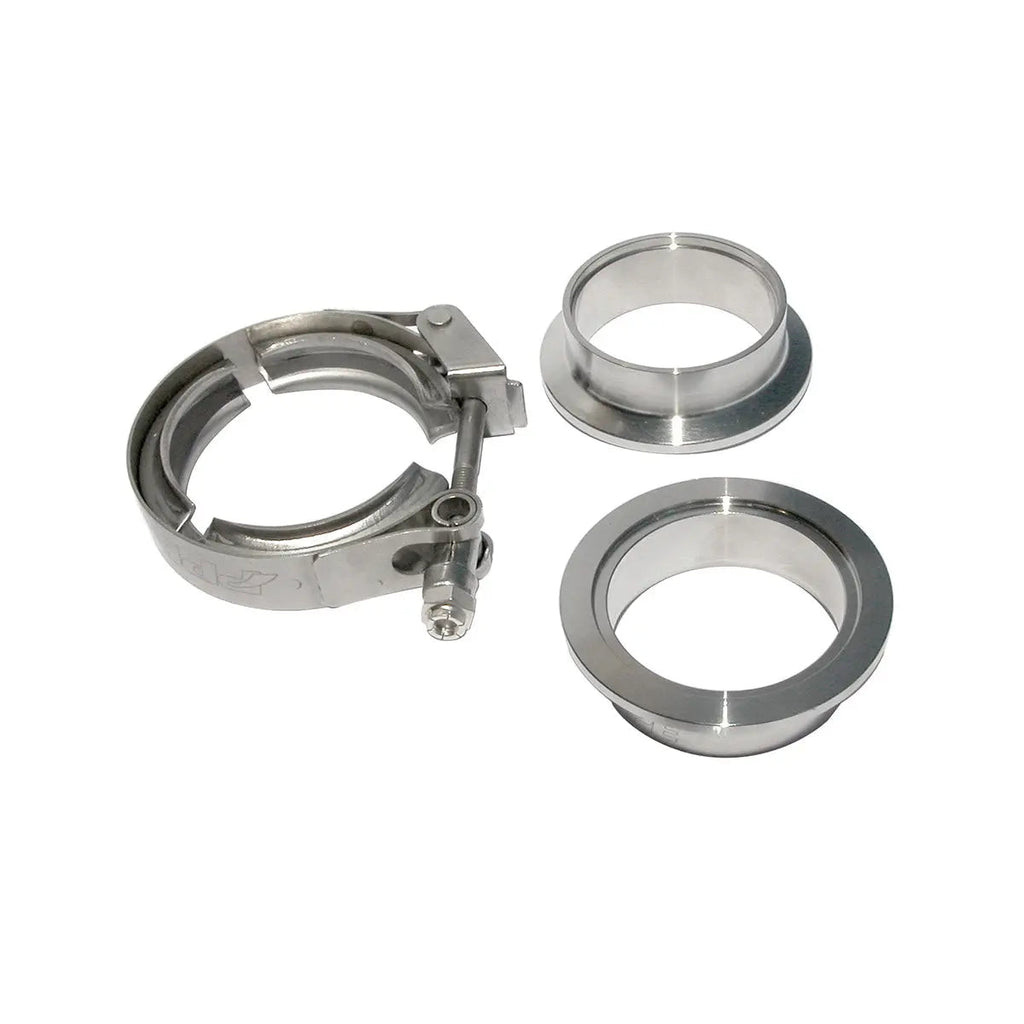 2.0" QR V-Band 304 Stainless Steel Clamp - Aluminum Flanges - 3 piece Set (1C 1M 1F)