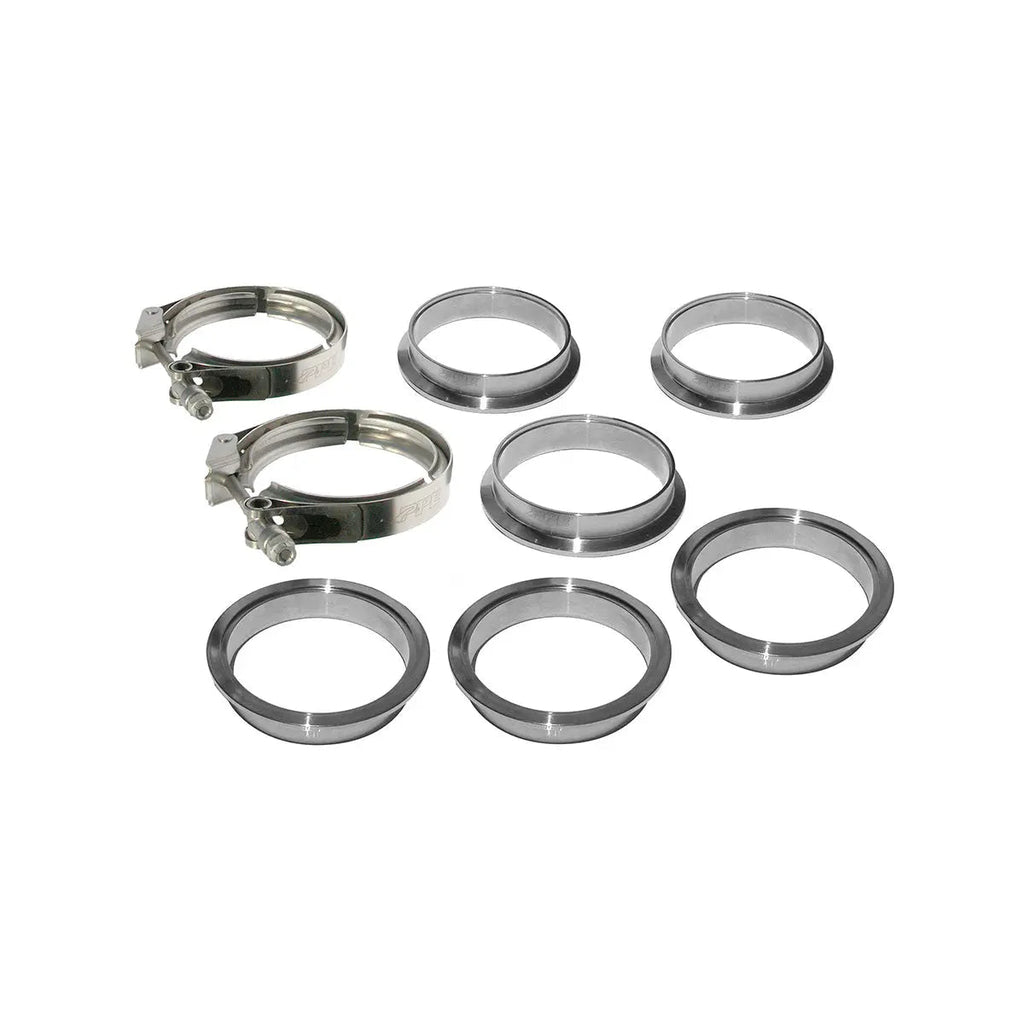 1.75" QR V-Band 304 Stainless Steel Clamps - Aluminum Flanges  - 8 Piece Set (2C 3M 3F)
