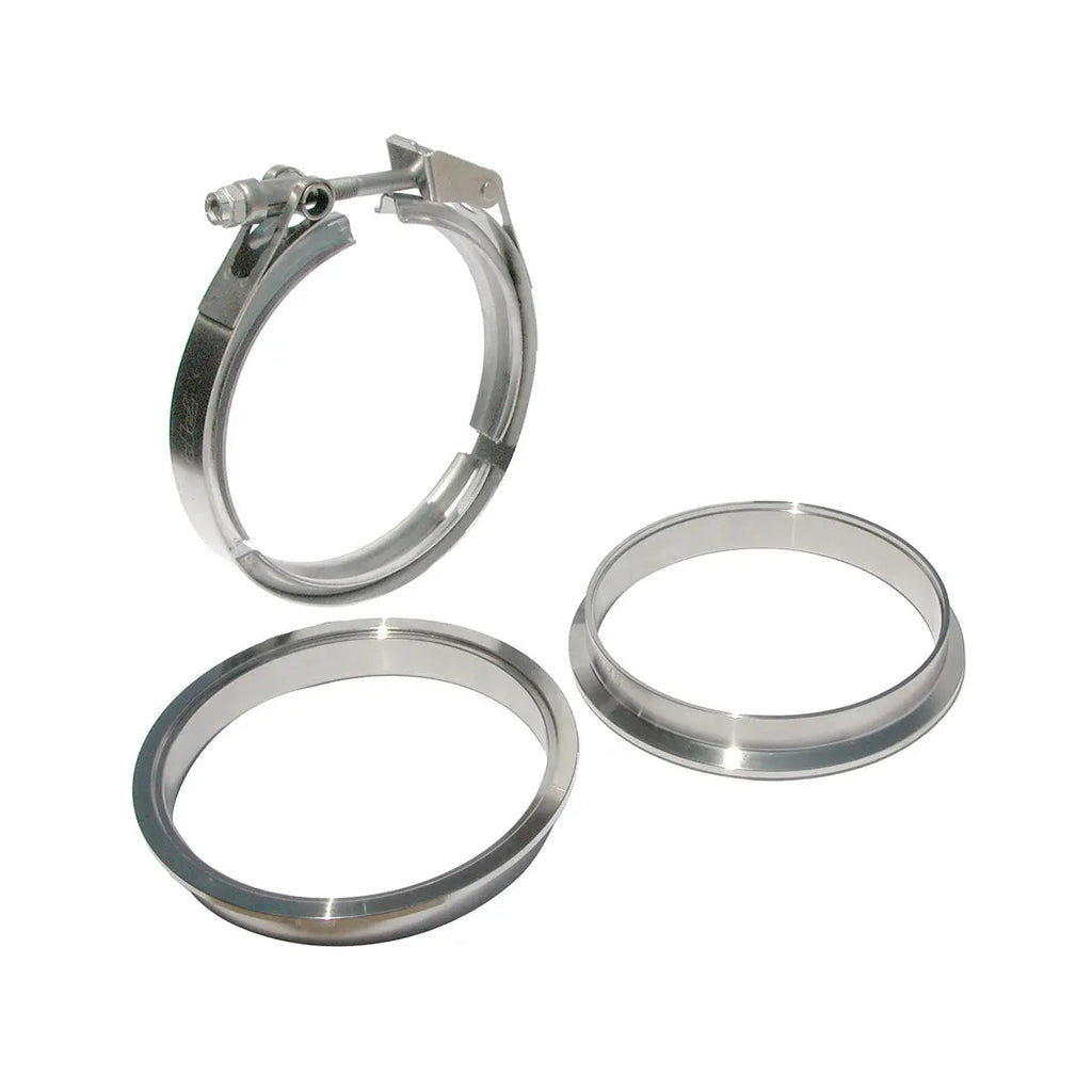 5.0" QR V-Band 304 Stainless Steel Clamp - 304 Stainless Steel Flanges - 3 piece Set (1C 1M 1F)